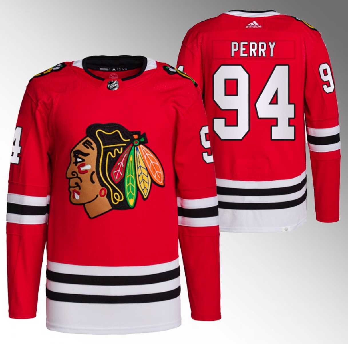 Men%27s Chicago Blackhawks #94 Corey Perry Red Stitched Hockey Jersey->chicago blackhawks->NHL Jersey